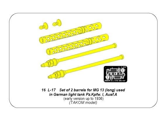 Aber 16L-17 Zestaw 2 luf do MG13 używanych w niemieckim czołgu Pz.Kpfw. I, Ausf.A wczesny do 1938r. / Set of 2 barrels for guns MG13 (long) used in German light tank Pz.Kpfw. I, Ausf.A early to 1938 1/16 – zdjęcie 8
