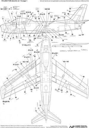 HobbyDecal ST32024V1 F-86 Stencils 1 ver 1 1/32 – immagine 2