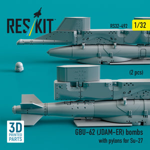 RESKIT RS32-0492 GBU-62 (JDAM-ER) bombs with pylons for Su-27 (2 pcs) (3D Printed) 1/32 – Bild 2