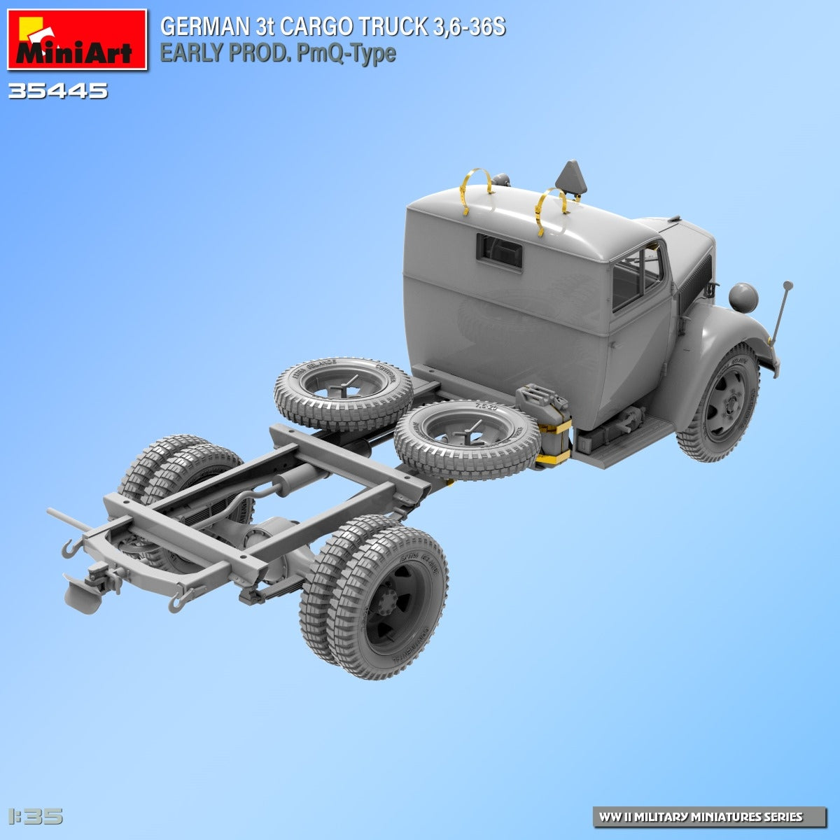 Miniart 35445 GERMAN 3t CARGO TRUCK 3,6-36S EARLY PROD. PmQ-Type 1/35 – imagen 15