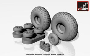 Armory Models AW48402 deHavilland DH.98 Mosquito wheels, “checkerboard” tyre pattern, weighted 1/48