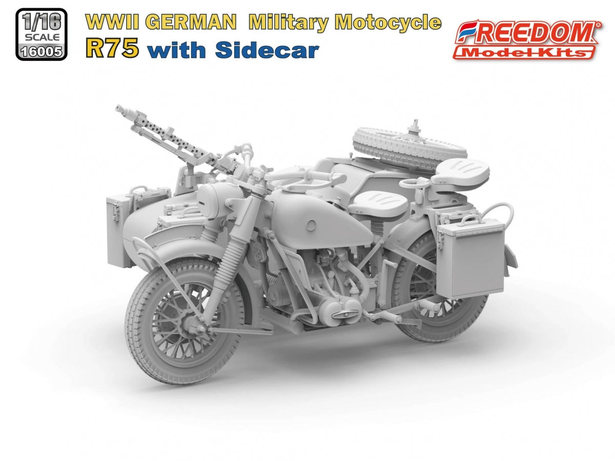 Freedom 16005 R75 with Sidecar WWII German Motorcycle 1/16 – image 2
