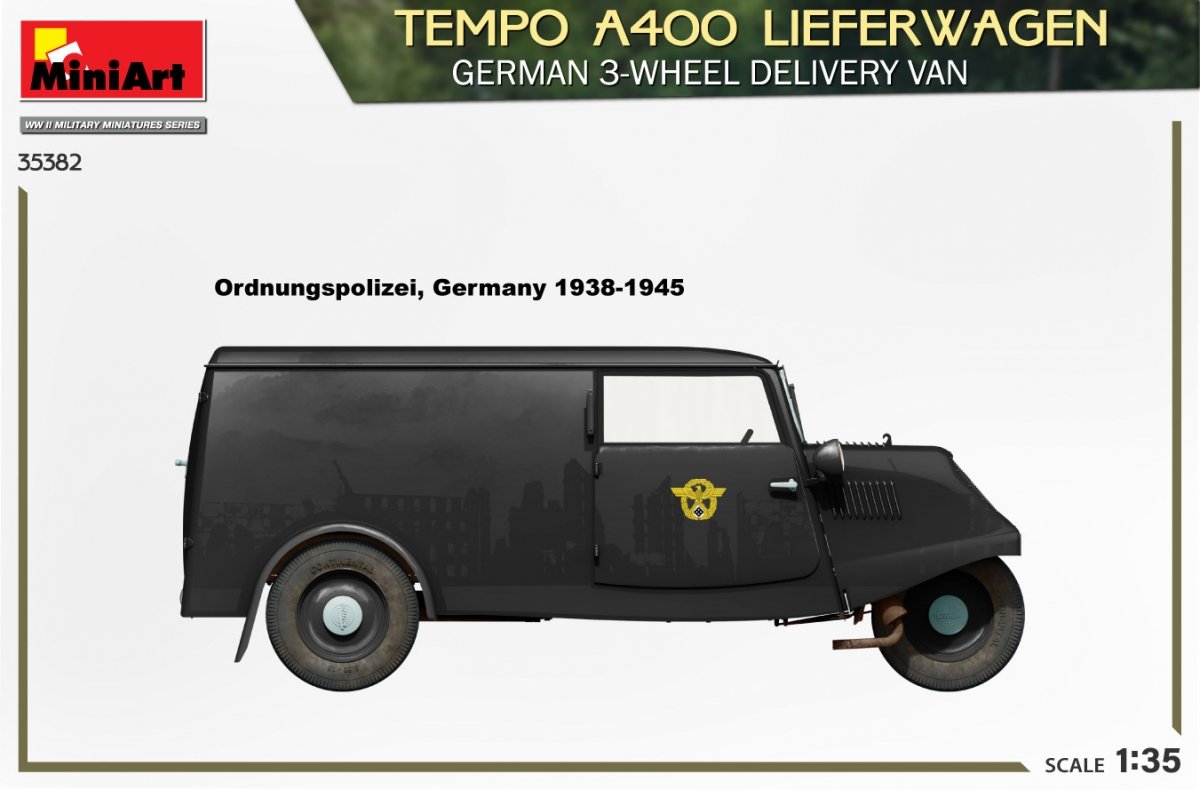MiniArt 35382 TEMPO A400 LIEFERWAGEN. GERMAN 3-WHEEL DELIVERY VAN 1/35 – imagen 4
