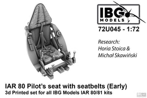 IBG 72U045 Pilot&amp;#39;s Seat with Seatbelts for I.A.R. 80/81 (Early, used until 1941) 1/72