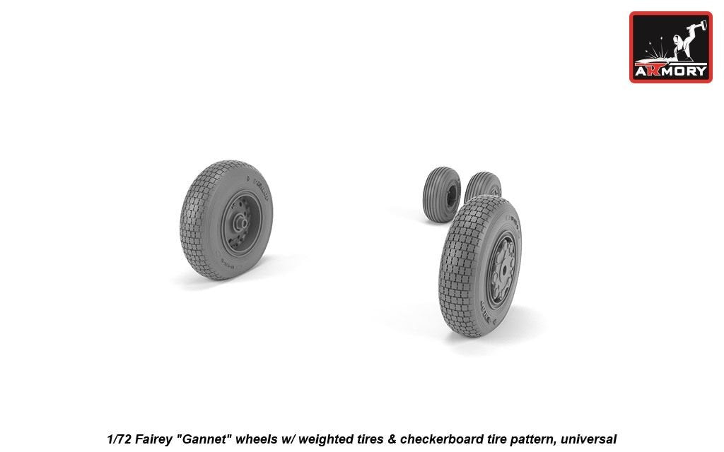 Armory Models AW72413 Fairey Gannet late type wheels w/ weighted tires of checkerboard tire pattern 1/72 – immagine 4