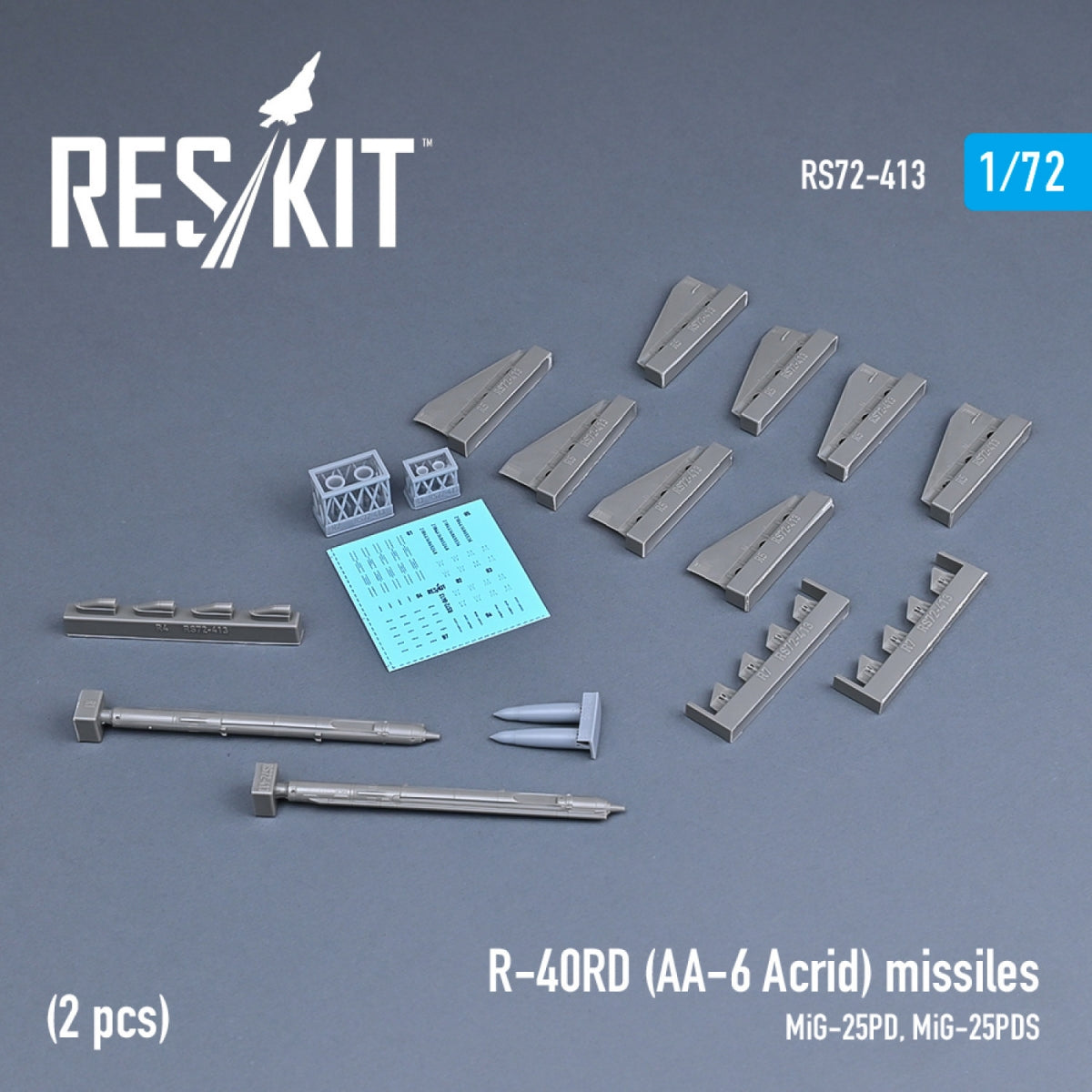 RESKIT RS72-0413 R-40RD (AA-6 ACRID) MISSILES (2 PCS) (3D PRINTED) 1/72 – immagine 2