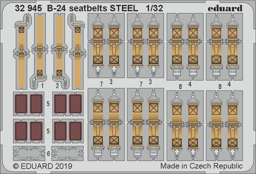 Ceintures de sécurité Eduard 32945 B-24 en acier, échelle 1/32, Hobby Boss