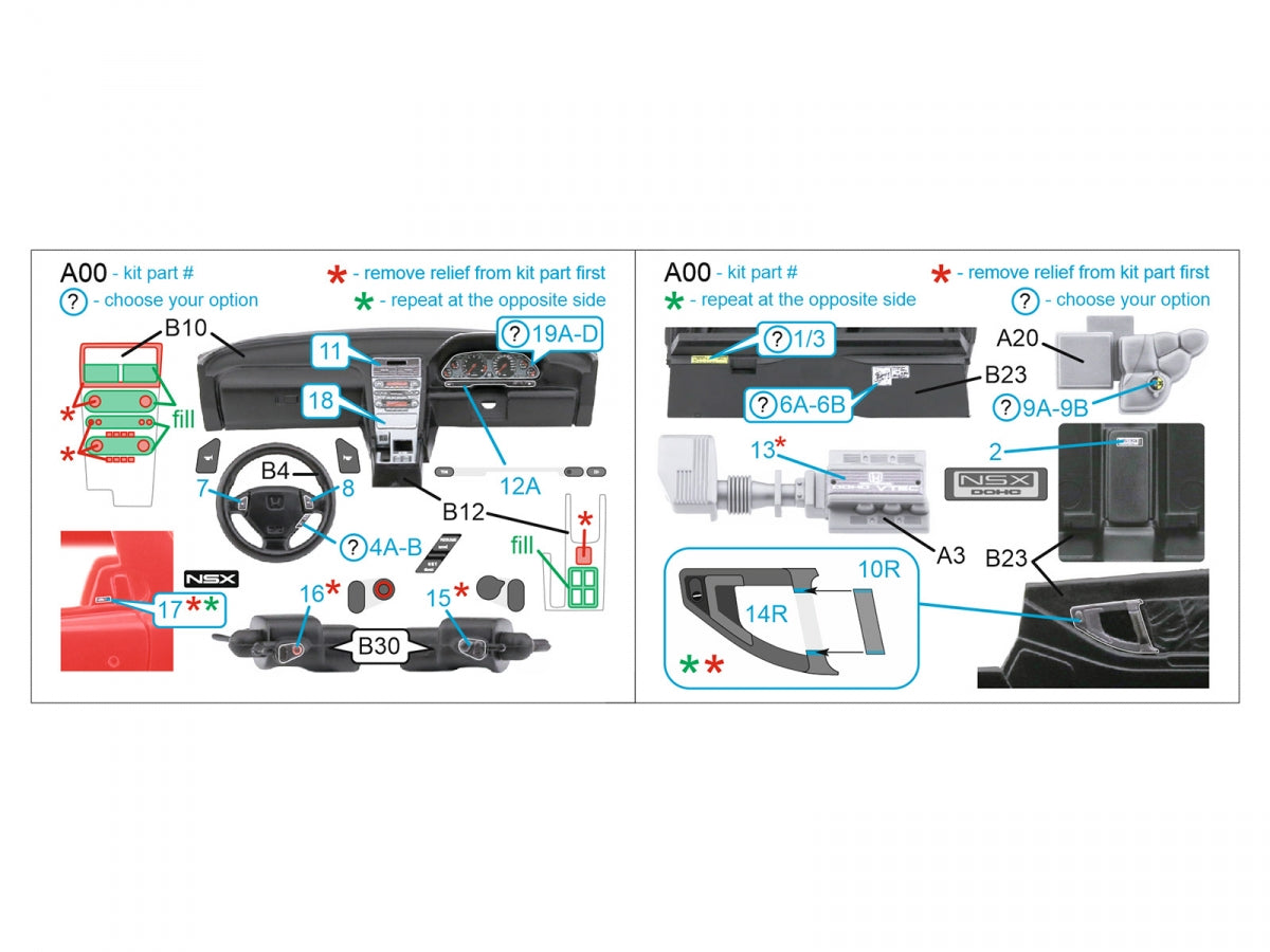 Quinta Studio QD24008 Honda NSX NA1 Japanese version 3D-Printed &amp;amp; coloured Interior on decal paper (Tamiya) 1/24 – imagen 2