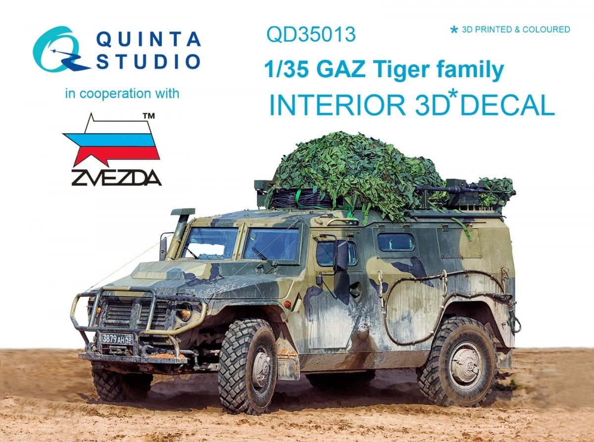 Quinta Studio QD35013 GAZ Tiger family 3D-Printed &amp; colored Interior on decal paper (for Zvezda kit) 1/35