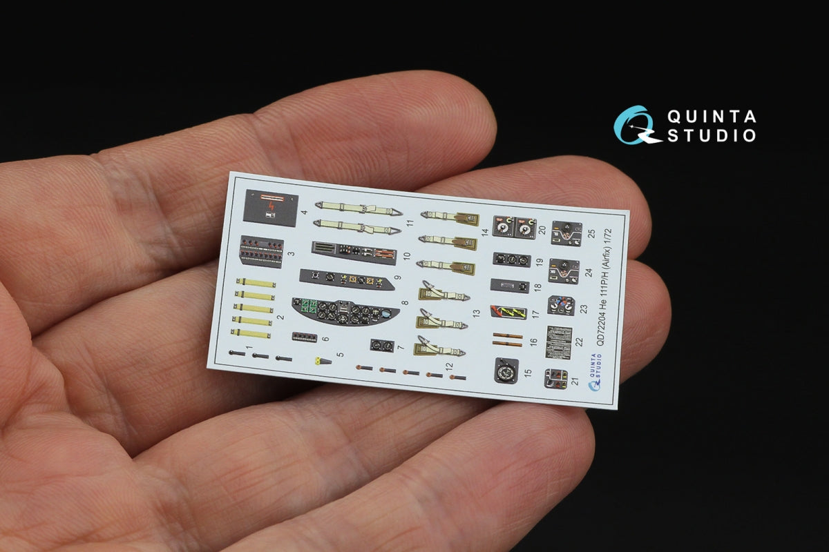Quinta Studio QD72204 He 111 P/H 3D-Printed &amp;amp; coloured Interior on decal paper (Airfix) 1/72 – immagine 2