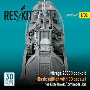 RESKIT RSU32-0093 COCKPIT MIRAGE 2000B (ÉDITION DE BASE AVEC DÉCALCOMANIES 3D) POUR MAQUETTE KITTY HAWK / ZIMIMODEL (IMPRIMÉE EN 3D) 1/32 – image 3
