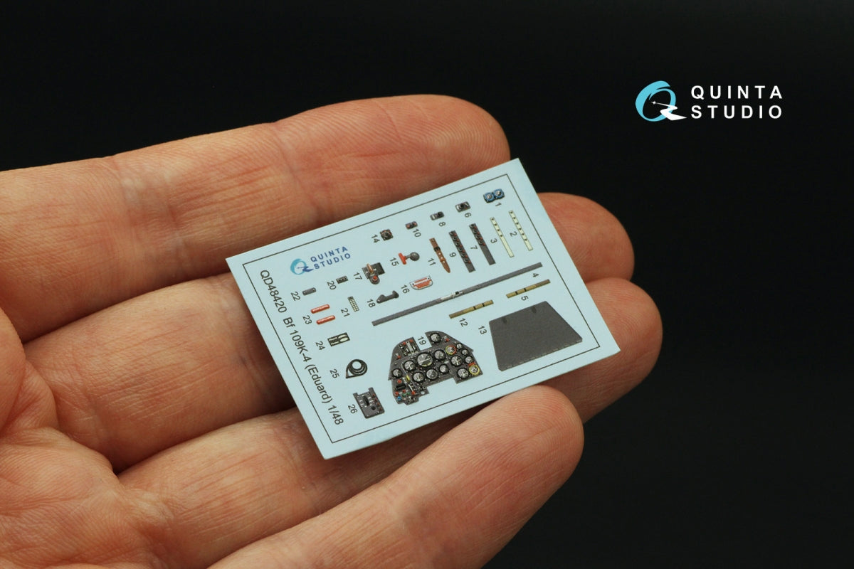 Quinta Studio QD48420 Bf 109K-4 3D-Printed &amp;amp; coloured Interior on decal paper (Eduard) 1/48 – immagine 4