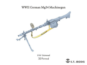 Maquette ET Model P16-001 Mitrailleuse allemande MG34 de la Seconde Guerre mondiale (Impression 3D) 1/16