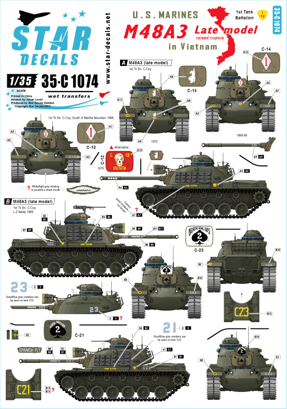 Star Decals 35-C1074 M48A3 Modèle tardif 1/35
