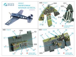 Intérieur coloré imprimé en 3D sur papier décalcomanie Quinta Studio QD48427 F6F-5 Hellcat (Eduard) 1/48 – image 5