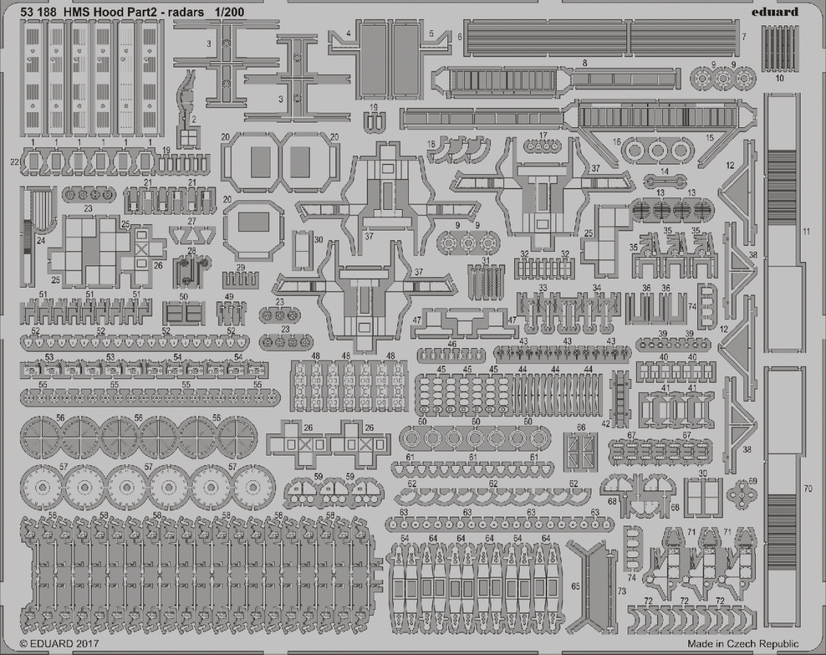 Eduard 53188 HMS Hood pt. 2 radars TRUMPETER 1/200