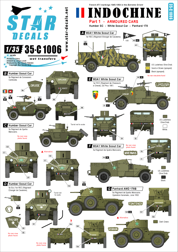 Star Decals 35-C1006 Indochine 1. Armoured cars 1/35