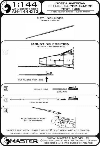Master AM-144-013 F-100 Super Sabre - Tube Pitot 1/144 – image 3