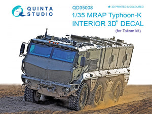 Quinta Studio QD35008 MRAP Typhoon-K 3D-Printed &amp;amp; coloured Interior on decal paper (for Takom kit) 1/35