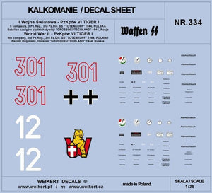 Weikert Decals DEC334 PzKpfw VI TIGER - Dywizja SS Totenkopf i Dywizja Grossdeutschland - 1944 - vol.3 1/35