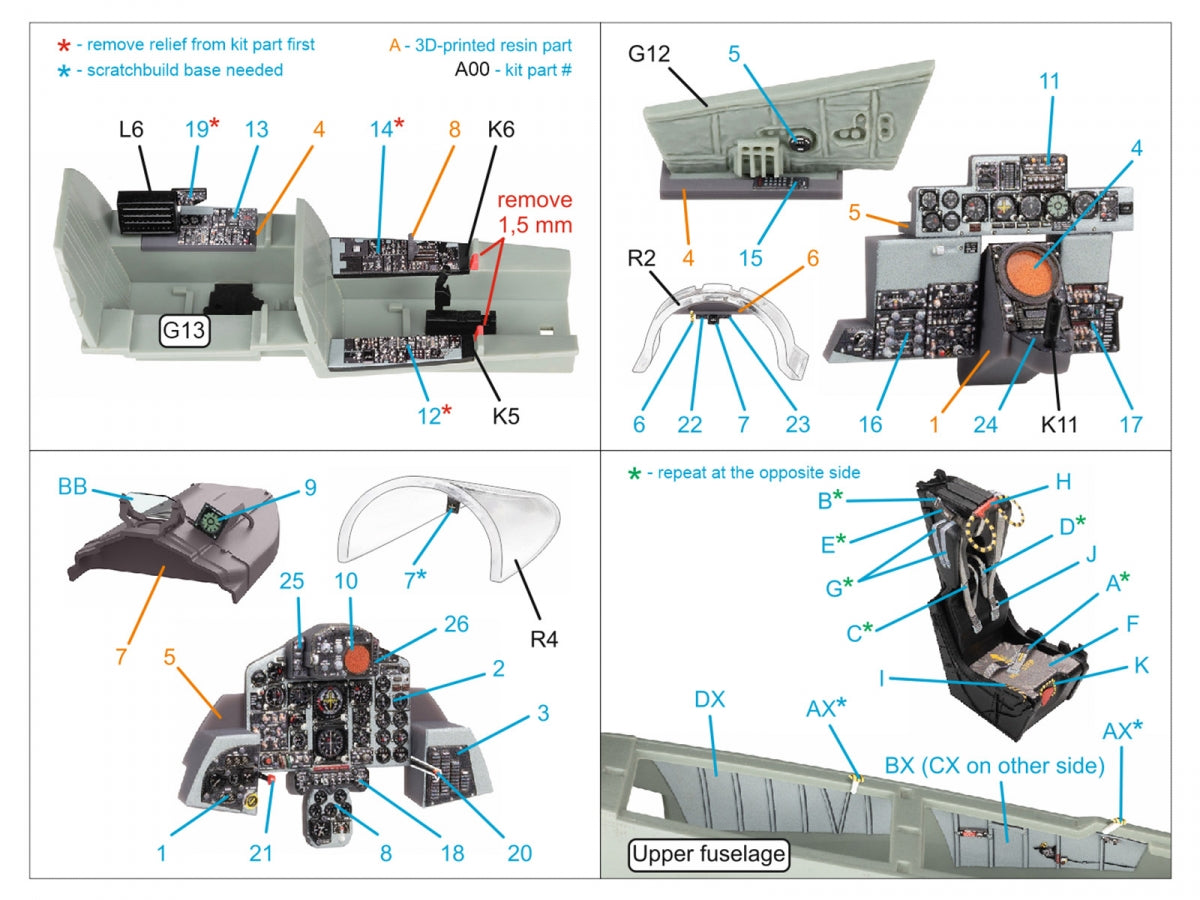 Quinta Studio QD+48490 F-4S Phantom II 3D-Printed &amp;amp; coloured Interior on decal paper (Academy) (with 3D-printed resin parts) 1/48 – immagine 3