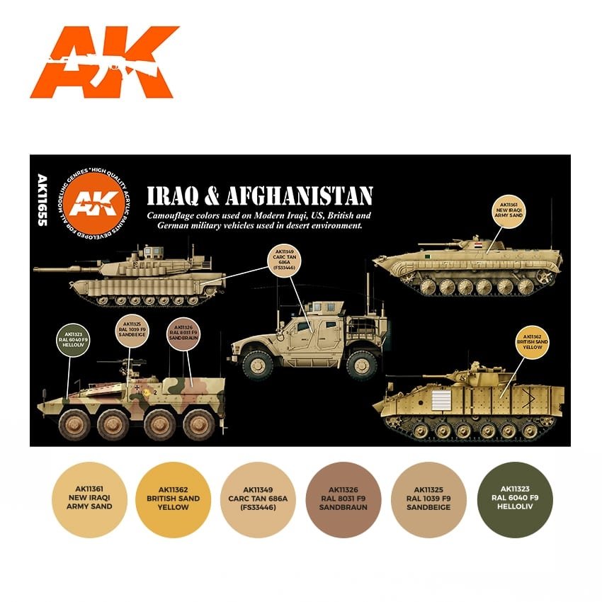 AK Interactive AK11655 3G IRAQ &amp;amp; AFGHANISTAN 6x17 ml – imagen 2