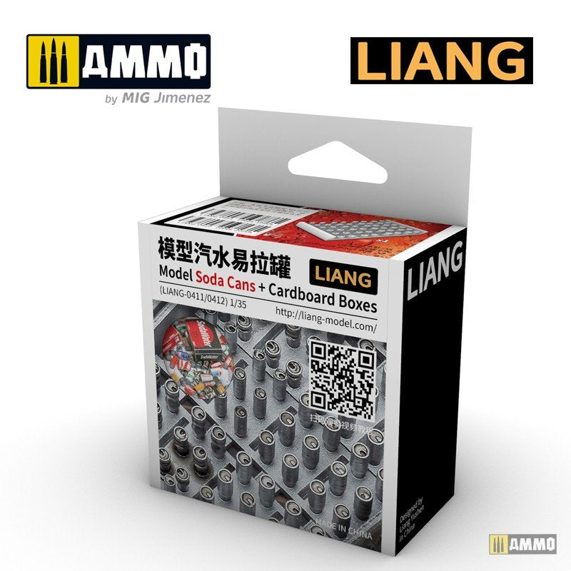 Liang 0411 Modèle imprimé en 3D de canettes de soda et boîtes en carton, années 1960-1990, échelle 1/35
