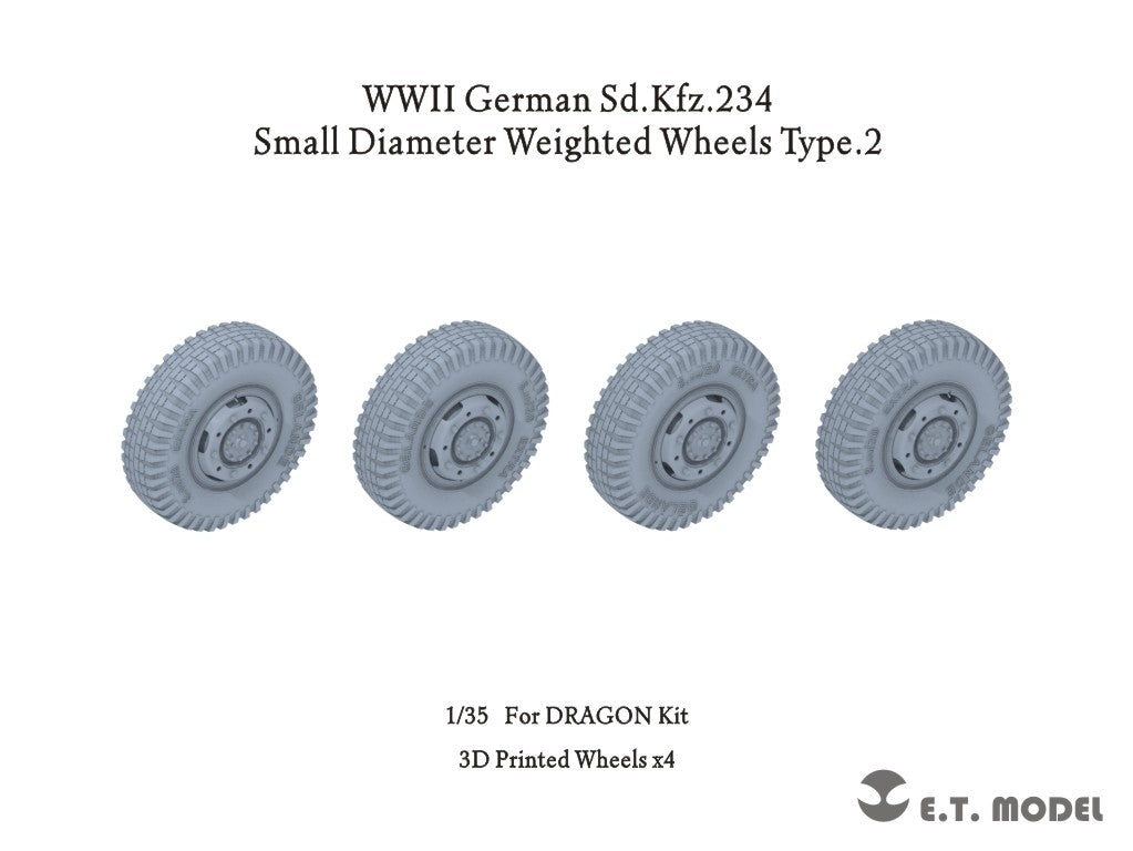 ET Model P35-102 WWII German Sd.Kfz.234 Small Diameter Weighted Wheels Type.2 1/35