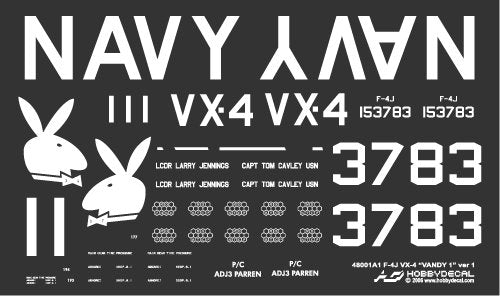 HobbyDecal AL48001V1 F-4J VX-4 Vandy1 Black Bunny October 1972 1/48 – imagen 5