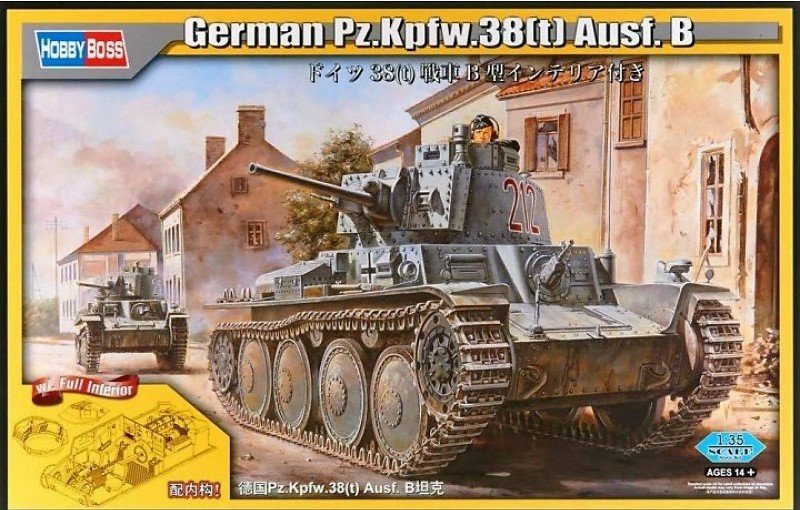 Hobby Boss 80141 Panzer allemand Kpfw.38(t) Ausf.B avec. Intérieur complet 1/35
