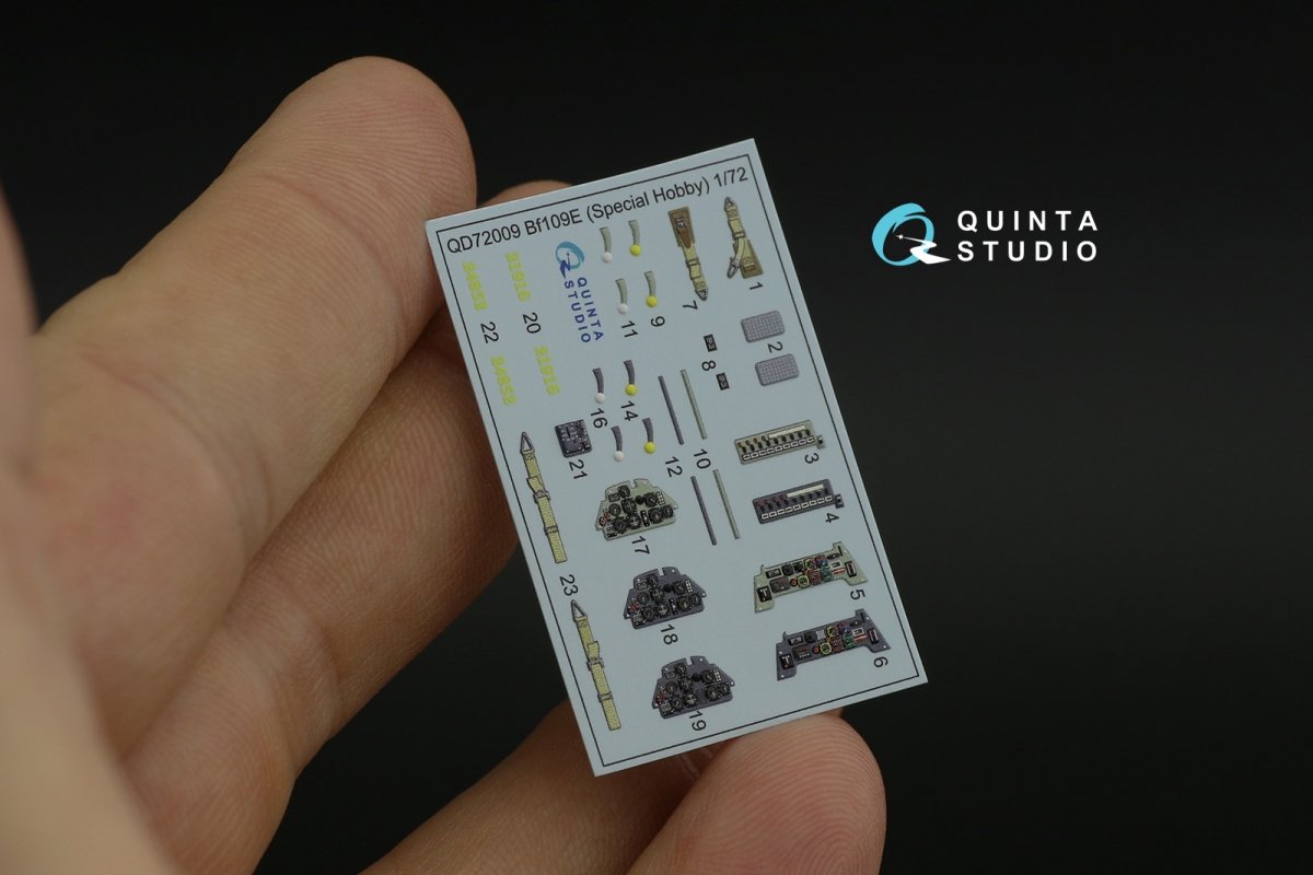 Quinta Studio QD72009 Bf 109E 3D-Printed &amp;amp; coloured Interior on decal paper (Special Hobby) 1/72 – immagine 3