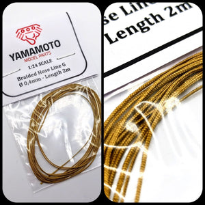 Yamamoto Model Parts YMPTUN76 Braided Hose Line Gold 0,4mm 2m 1/24 – imagen 3