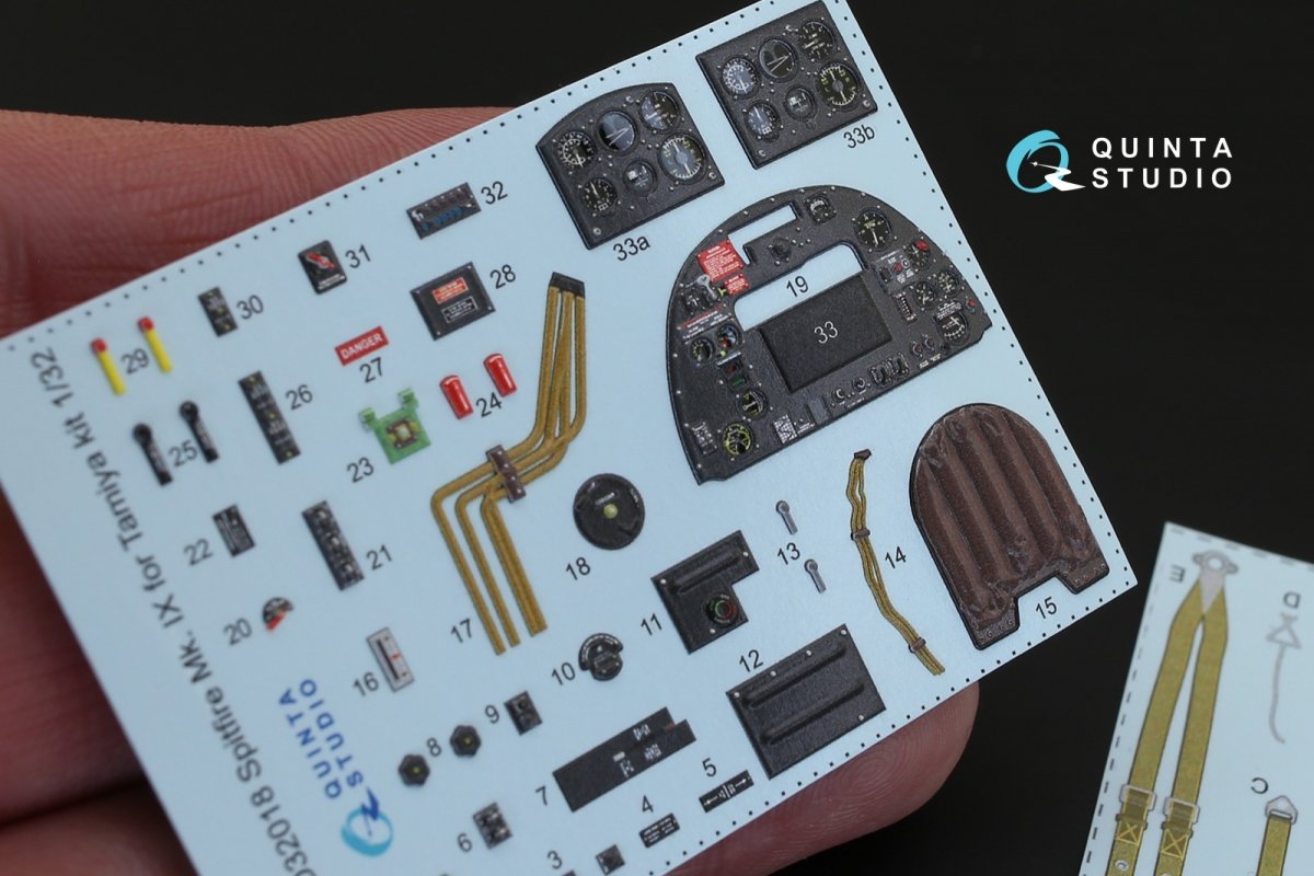 Quinta Studio QD32018 Spitfire Mk.IX 3D-Printed &amp;amp; coloured Interior on decal paper (for Tamiya kit) 1/32 – immagine 5