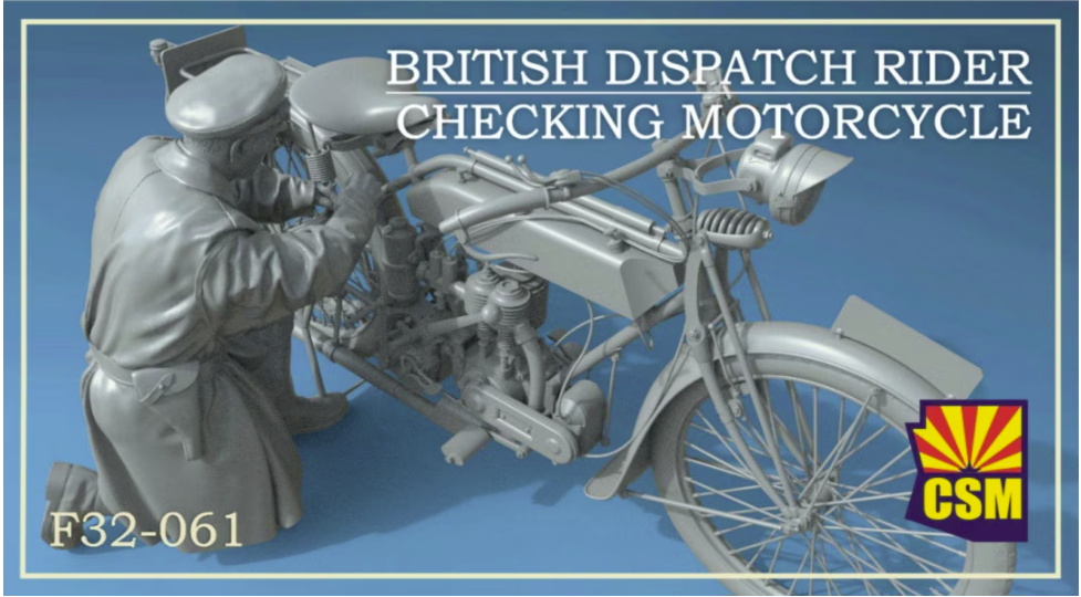 Copper State Models F32-061 British Dispatch Rider Checking Motorcycle (Motorcycle not included) 1/32