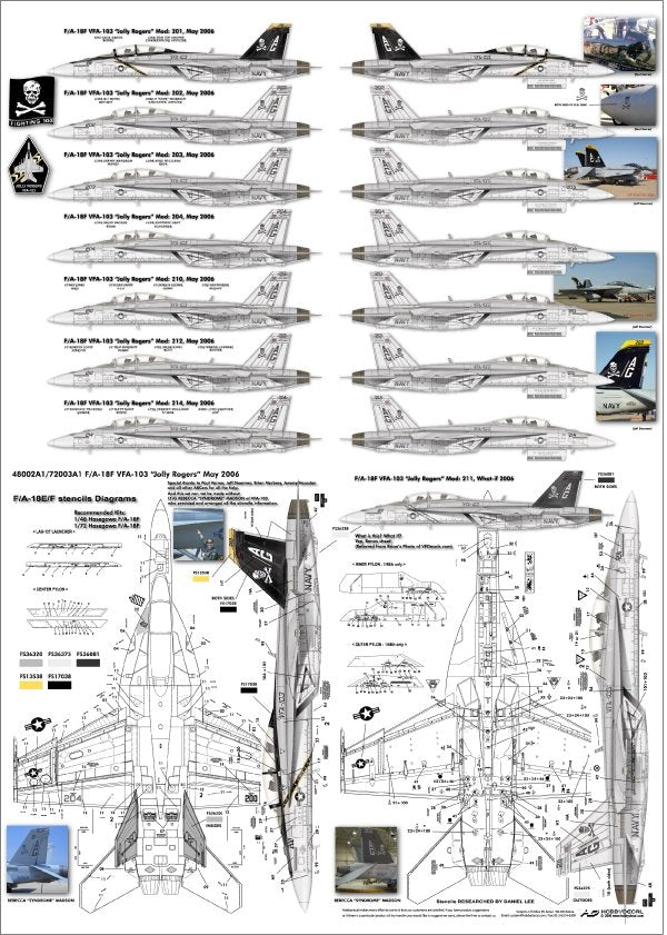 HobbyDecal AL48002V1 F/A-18F VFA-103 Jolly Rogers May 2006 1/48 – imagen 2