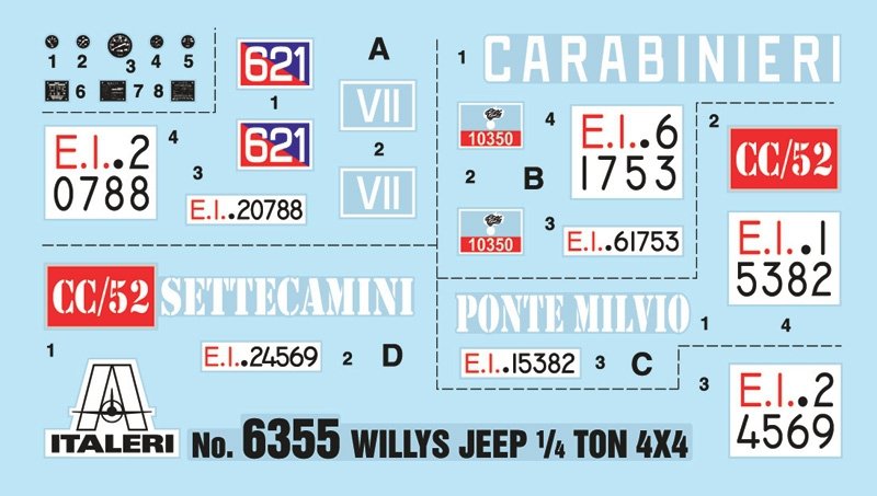 Italeri 6355 WILLYS JEEP 1/4 TON 4X4 ARMA DEI CARABINIERI 1/24 – immagine 4