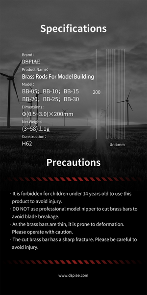 DSPIAE BB-3.0 Brass Rods For Model Building 3.0mm (5 PCS) / pręty miedziane – imagen 7