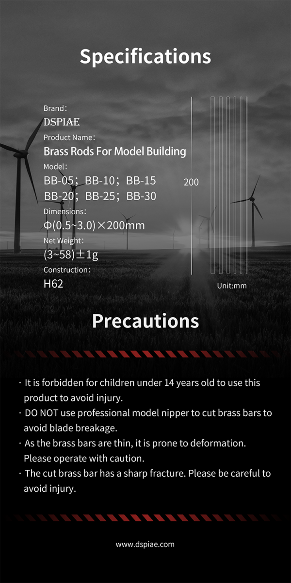 DSPIAE BB-3.0 Brass Rods For Model Building 3.0mm (5 PCS) / pręty miedziane – imagen 7