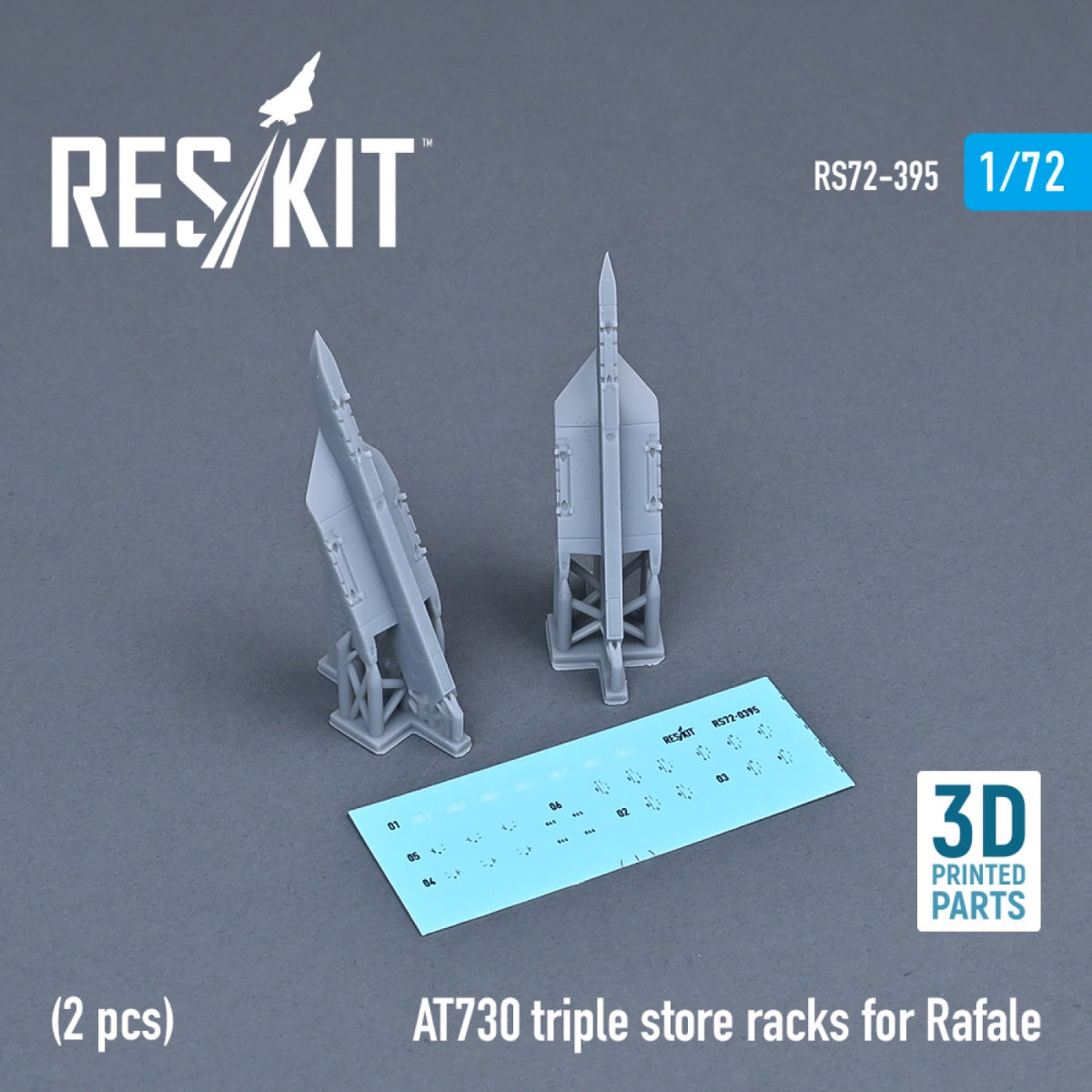 RESKIT RS72-0395 AT730 TRIPLE STORE RACKS FOR RAFALE (2 PCS) (3D PRINTED) 1/72 – imagen 2