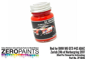 Zero Paints 1646 BMW M6 GT3 42 Zurich 24h Of Nurburgring 2017 Red 30ML – image 2