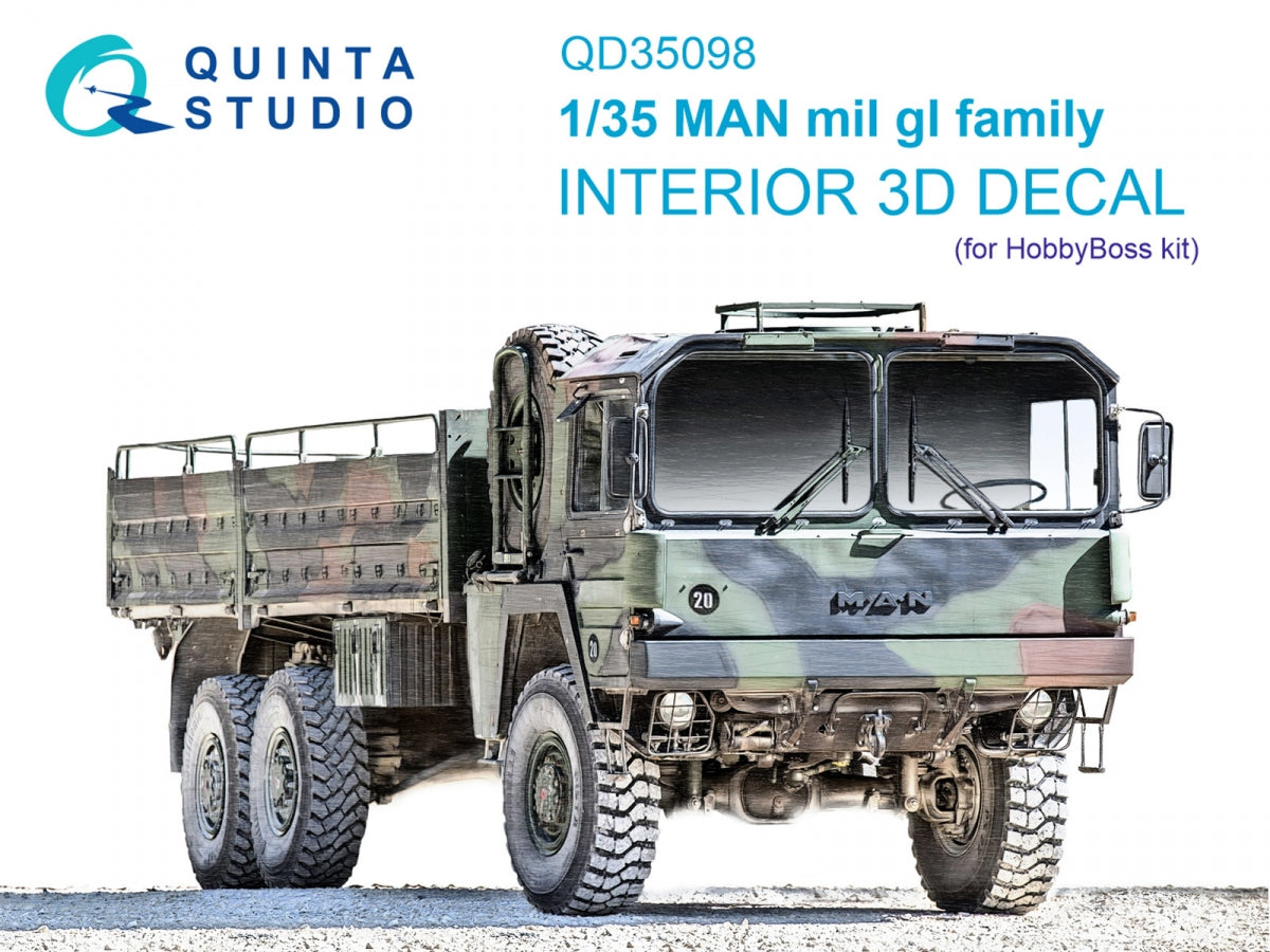 Quinta Studio QD35098 MAN mil gl family 3D-Printed &amp; colored Interior on decal paper (Hobby Boss) 1/35