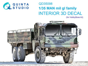 Intérieur imprimé en 3D et coloré sur papier décalcomanie Quinta Studio QD35098 MAN mil gl family (Hobby Boss) 1/35
