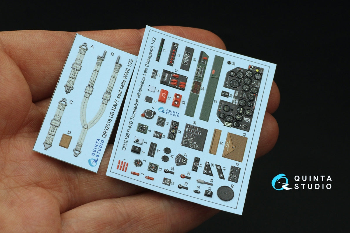 Quinta Studio QD32198 P-47D Thunderbolt Bubbletop Late 3D-Printed coloured Interior on decal paper (Hasegawa) 1/32 – imagen 2