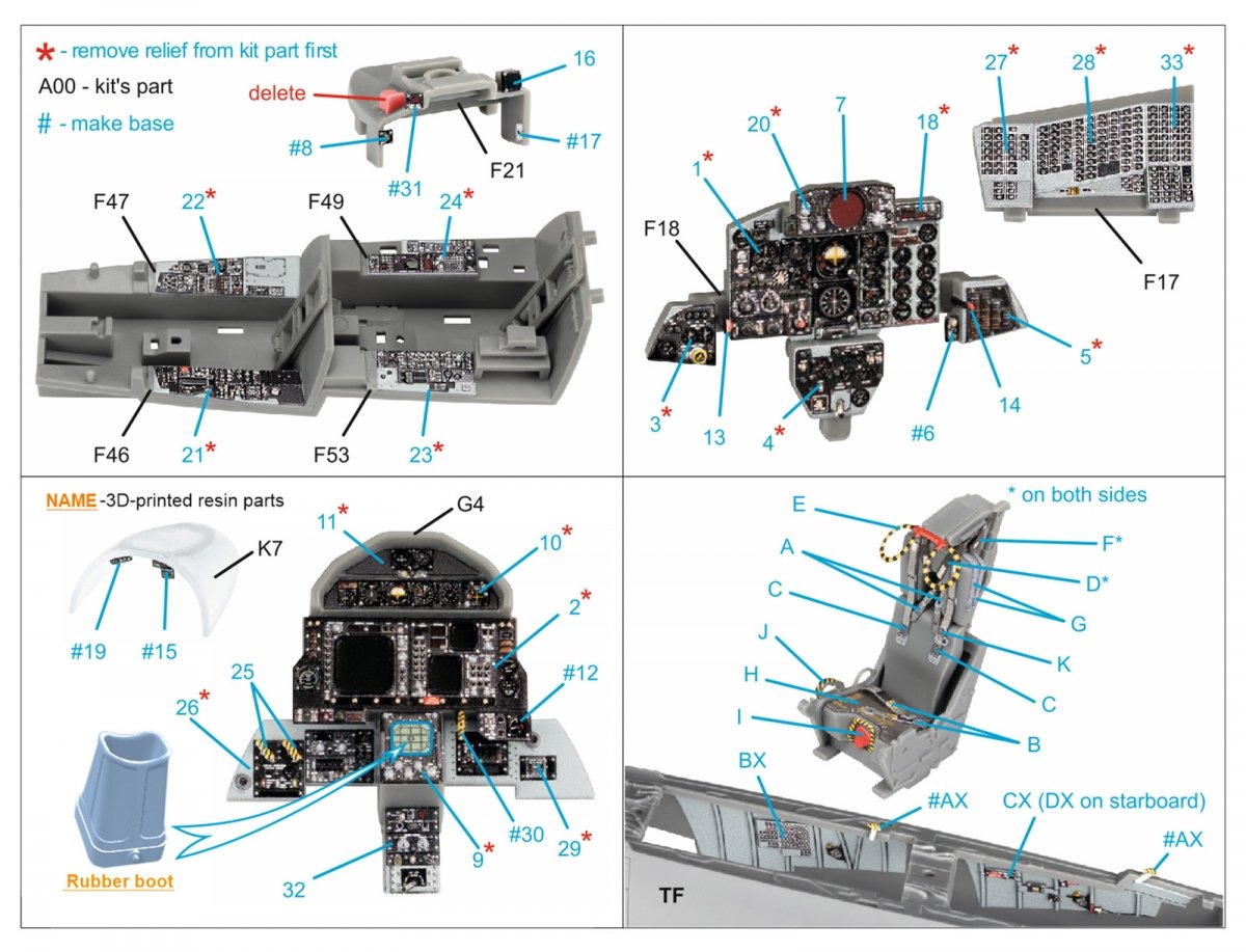 Quinta Studio QD+48342 F-4G late 3D-Printed &amp;amp; coloured Interior on decal paper (Meng) (with 3D-printed resin parts) 1/48 – imagen 2