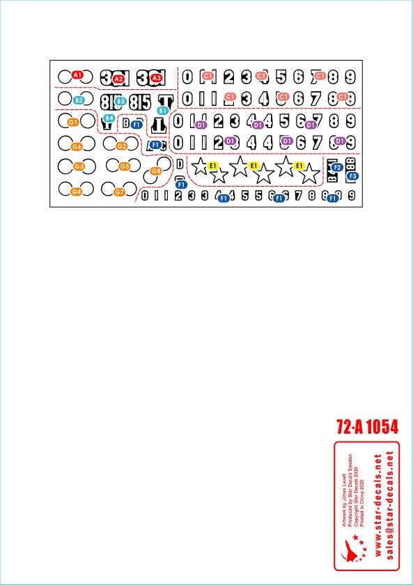Star Decals 72-A1054 Vietnam # 4. NVA North Vietnamese T-54B markings 1/72 – zdjęcie 2