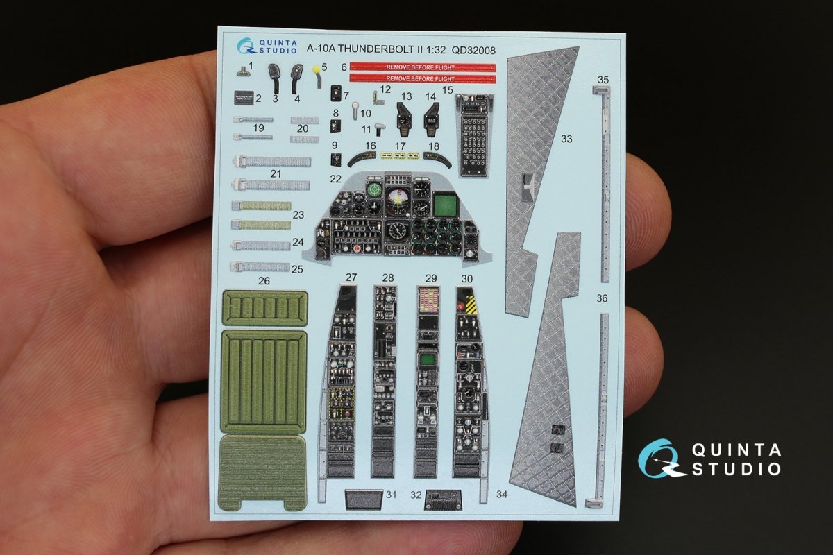 Quinta Studio QD32008 A-10A 3D-Printed &amp;amp; coloured Interior on decal paper (for Trumpeter kit) 1/32 – immagine 2