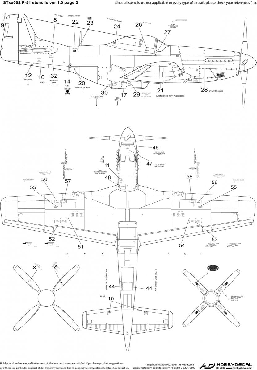 HobbyDecal ST48002V1 P-51 Stencils ver 1 1/48 – immagine 3