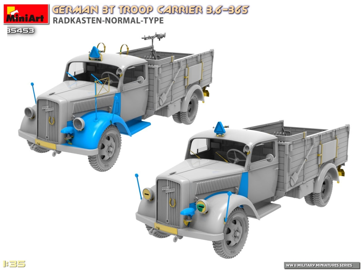 Miniart 35453 German 3t Troop Carrier 3.6-36S Radkasten-Normal-Type 1/35 – immagine 11