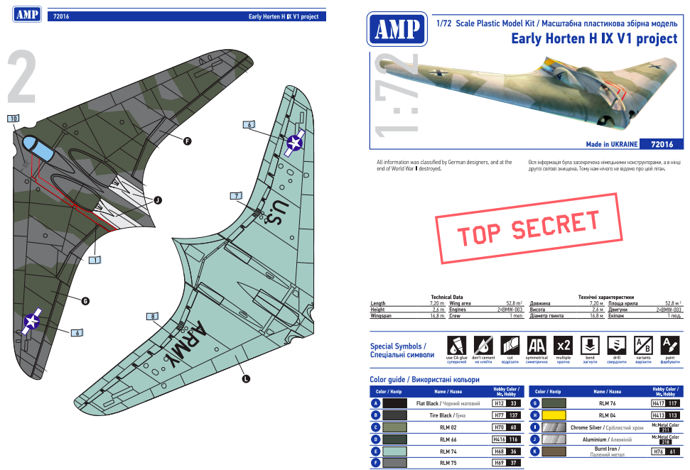 AMP 72017 Early Horten H IX V1 project w/BMW 003j 1/72 – zdjęcie 4