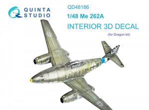 Quinta Studio QD48186 Me 262A 3D-Printed &amp;amp; coloured Interior on decal paper (for Dragon ) 1/48